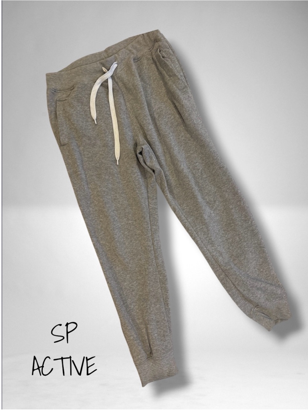SP Active Heather Gray Fleece Jogger Sweatpants Pockets Size Large